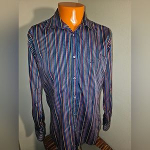 Paul & Shark Yachting Multicolor Striped Long Sleeve Button Up Shirt SZ 42 15.5
